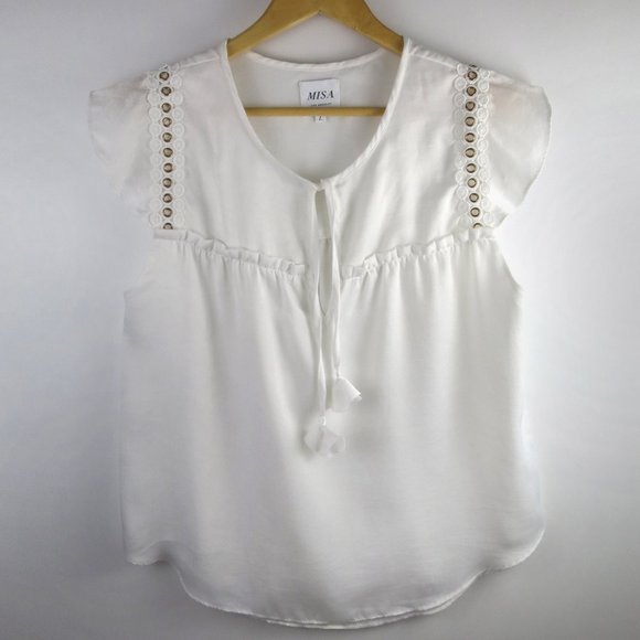 Misa Los Angeles Flutter Blouse Size L - Picture 2 of 8